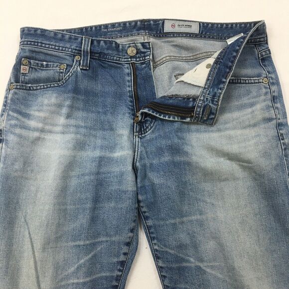 AG ADRIANO GOLDSCHMIED Graduate Jeans Women 33x26 Fray Ankle Light Wash Blue - Picture 4 of 16